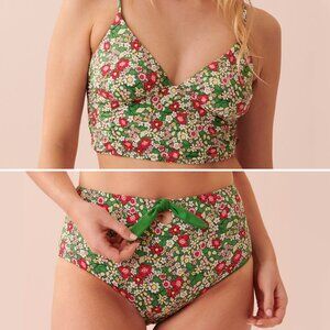 La Vie en Rose Aqua Two-Piece Sets Bikini Tank Top Reversible Bottom XL Green